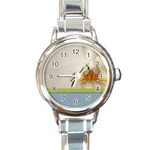 Wedding Orchid Round Italian Charm Watch