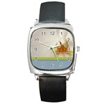 Wedding Orchid Square Metal Watch