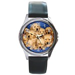 Golden Retriever Round Metal Watch