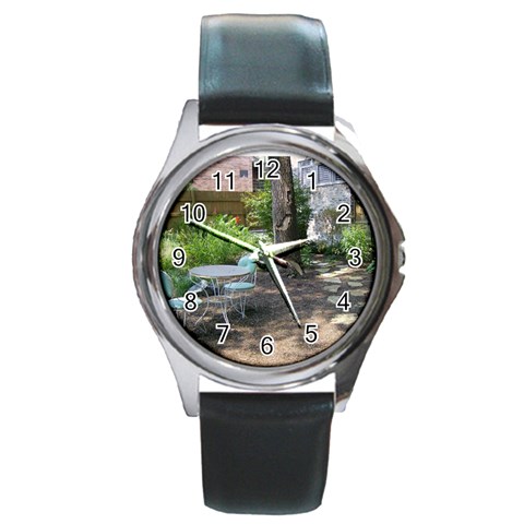 The Quiet Garden Round Metal Watch from ArtsNow.com Front