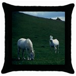 Two White Horses 0002 Throw Pillow Case (Black)