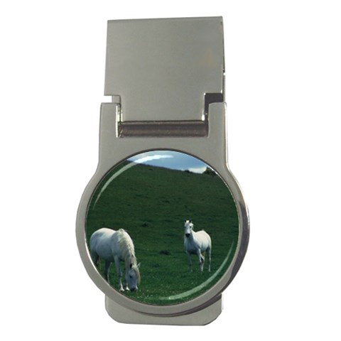 Two White Horses 0002 Money Clip (Round) from ArtsNow.com Front