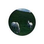 Two White Horses 0002 Rubber Round Coaster (4 pack)