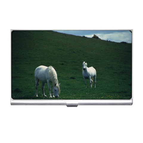 Two White Horses 0002 Business Card Holder from ArtsNow.com Front