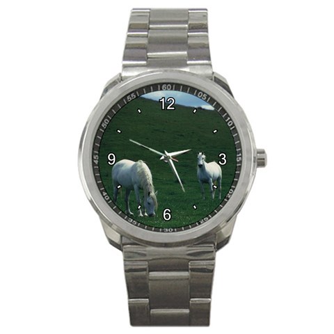 Two White Horses 0002 Sport Metal Watch from ArtsNow.com Front