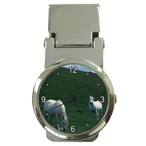 Two White Horses 0002 Money Clip Watch from ArtsNow.com Front