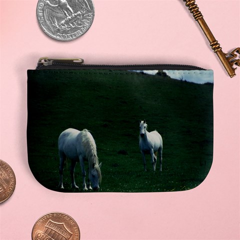 Two White Horses 0002 Mini Coin Purse from ArtsNow.com Front
