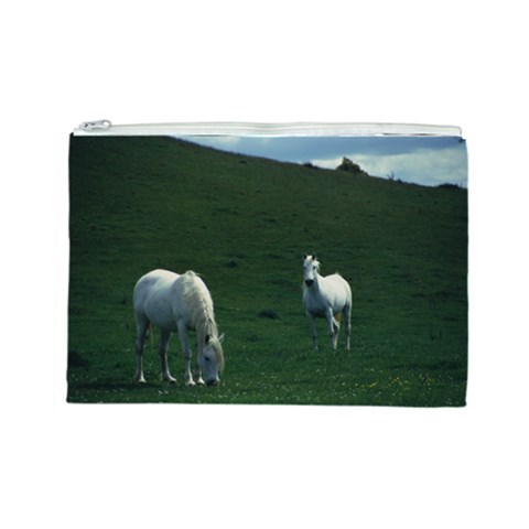 Two White Horses 0002 Cosmetic Bag (Large) from ArtsNow.com Front