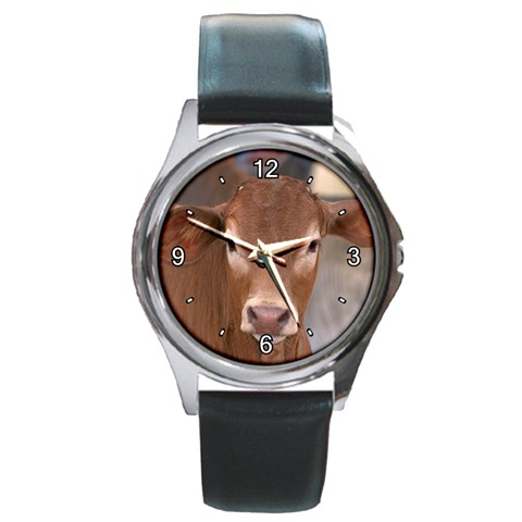 Brown Cow  0003 Round Metal Watch from ArtsNow.com Front
