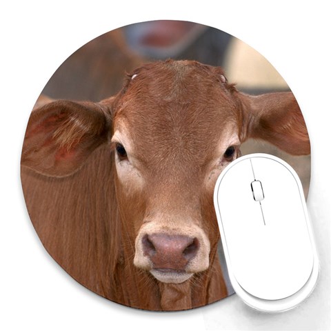 Brown Cow  0003 Round Mousepad from ArtsNow.com Front