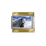 Winter Horses 0004 Gold Trim Italian Charm (9mm)