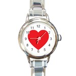 Red Heart Round Italian Charm Watch