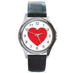 Red Heart Round Metal Watch