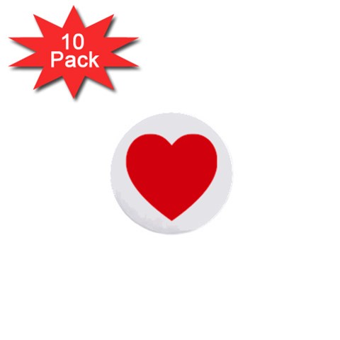 Red Heart 1  Mini Button (10 pack)  from ArtsNow.com Front