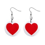 Red Heart 1  Button Earrings