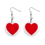 Red Heart 1  Button Earrings