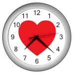 Red Heart Wall Clock (Silver)