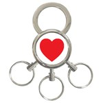 Red Heart 3-Ring Key Chain