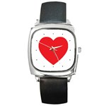 Red Heart Square Metal Watch