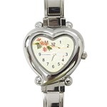 Beige Flower Heart Italian Charm Watch