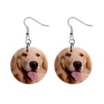 golden retriever circle 1  Button Earrings