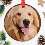 golden retriever circle Round Ornament (Two Sides)