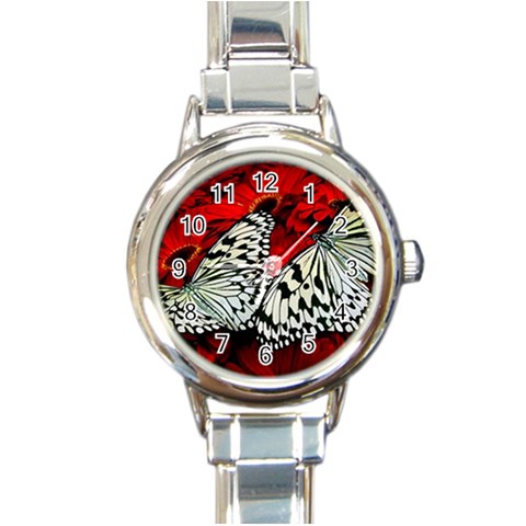 butterfly Round Italian Charm Watch from ArtsNow.com Front