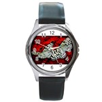 butterfly Round Metal Watch