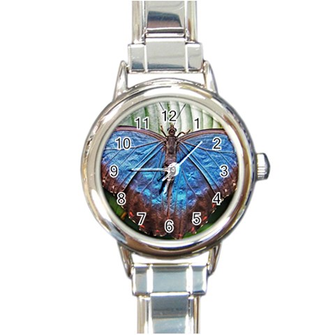 butterfly Round Italian Charm Watch from ArtsNow.com Front