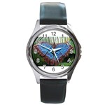 butterfly Round Metal Watch