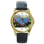 butterfly Round Gold Metal Watch