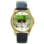 butterfly Round Gold Metal Watch