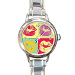Lips Round Italian Charm Watch