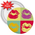 Lips 3  Button (10 pack)