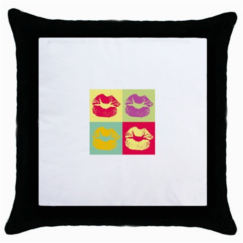 Lips Throw Pillow Case (Black) from ArtsNow.com Front