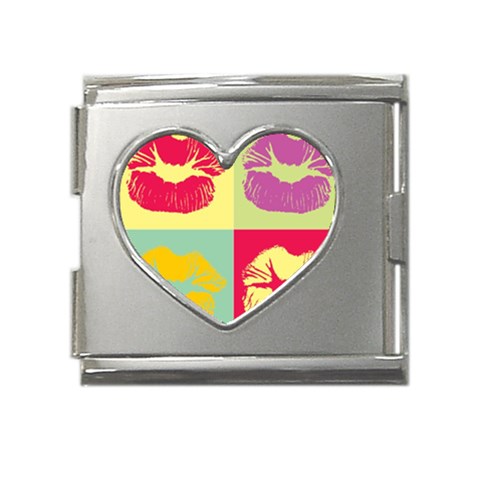 Lips Mega Link Heart Italian Charm (18mm) from ArtsNow.com Front