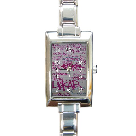 grafitti Rectangular Italian Charm Watch from ArtsNow.com Front