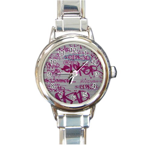 grafitti Round Italian Charm Watch from ArtsNow.com Front