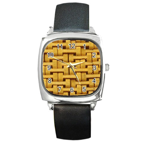 rattan Square Metal Watch from ArtsNow.com Front