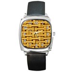rattan Square Metal Watch