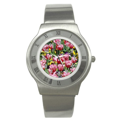 flowers Stainless Steel Watch from ArtsNow.com Front