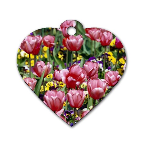 flowers Dog Tag Heart (One Side) from ArtsNow.com Front
