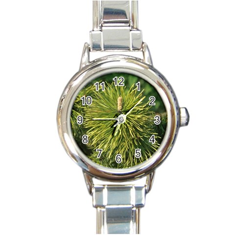 leaf Round Italian Charm Watch from ArtsNow.com Front