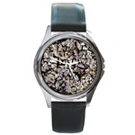 wood Round Metal Watch