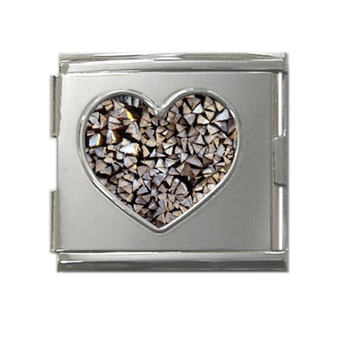 wood Mega Link Heart Italian Charm (18mm) from ArtsNow.com Front