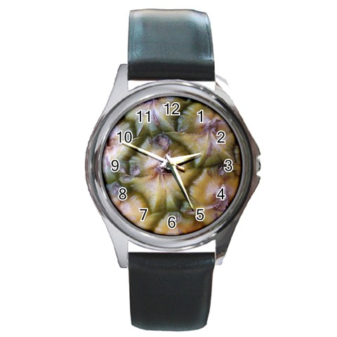 pineapple Round Metal Watch from ArtsNow.com Front