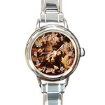 leaves Round Italian Charm Watch