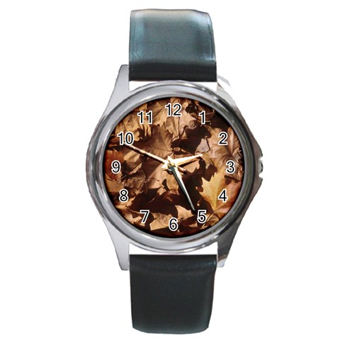 leaves Round Metal Watch from ArtsNow.com Front