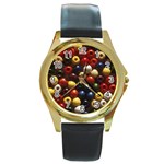 colour-08 Round Gold Metal Watch
