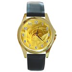flower-07 Round Gold Metal Watch